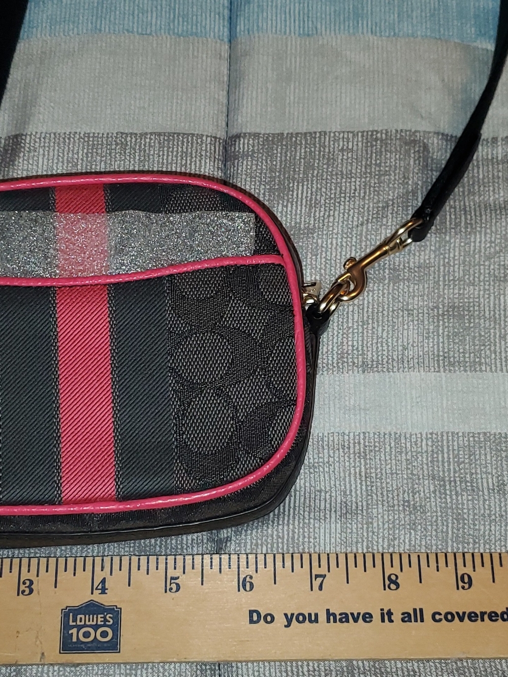 Coach Black Signature Crossbody with Pink Trim and Burgundy Patch - Picture 2 of 5